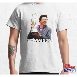 Rory Mcilroy The Open Champion Black Text On White Classic Tshirt